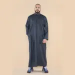 101 - Men's Grey Islamic Muslim Cotton Thobe Jubba - Image 2