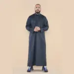 101 - Men's Grey Islamic Muslim Cotton Thobe Jubba - Image 3