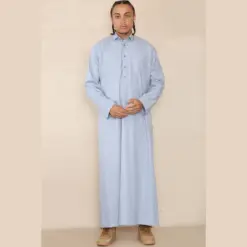101 - Men's Light Blue Islamic Muslim Cotton Thobe Jubba