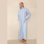 101 - Men's Light Blue Islamic Muslim Cotton Thobe Jubba - Image 4