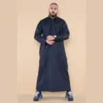 101 - Men's Navy Islamic Muslim Cotton Thobe Jubba - Image 2