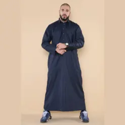 Alternative view of 101 - Men's Navy Islamic Muslim Cotton Thobe Jubba