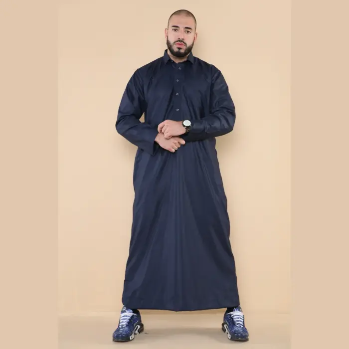 101 - Men's Navy Islamic Muslim Cotton Thobe Jubba - Image 2