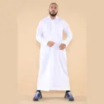 101 - Men's White Islamic Muslim Cotton Thobe Jubba