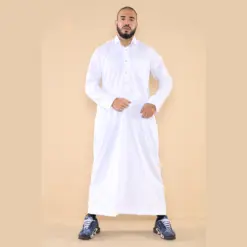101 - Men's White Islamic Muslim Cotton Thobe Jubba