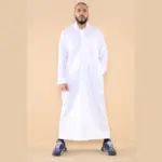 101 - Men's White Islamic Muslim Cotton Thobe Jubba - Image 2