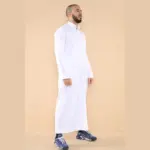 101 - Men's White Islamic Muslim Cotton Thobe Jubba - Image 3