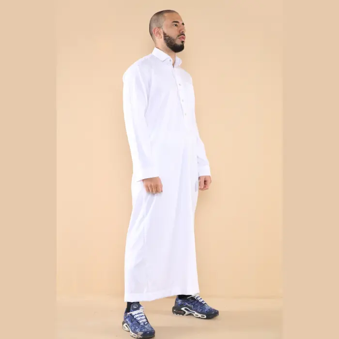 101 - Men's White Islamic Muslim Cotton Thobe Jubba - Image 3