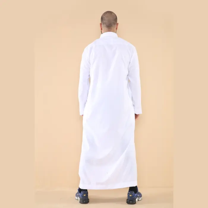 101 - Men's White Islamic Muslim Cotton Thobe Jubba - Image 4