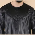 102 - Men's Black Islamic Muslim Shiny Thobe Jubba - Image 2