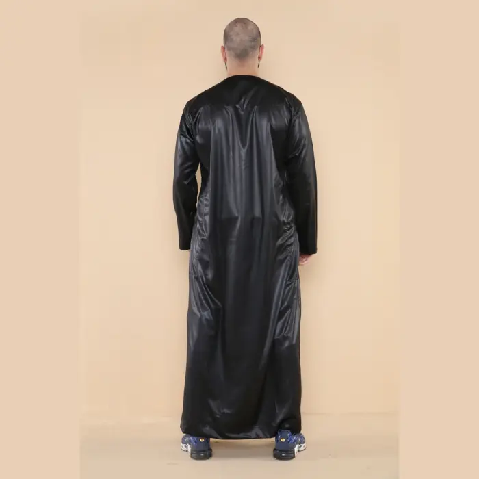 102 - Men's Black Islamic Muslim Shiny Thobe Jubba - Image 4