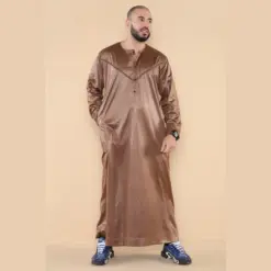 Alternative view of 102 - Men's Bronze Islamic Muslim Shiny Thobe Jubba