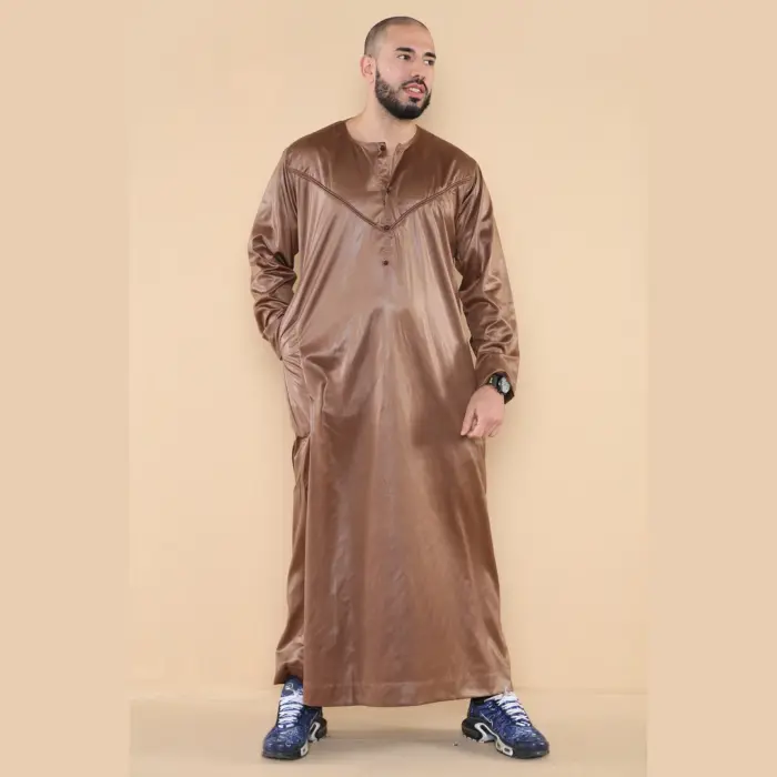 102 - Men's Bronze Islamic Muslim Shiny Thobe Jubba - Image 2