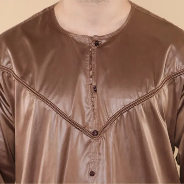 102 - Men's Bronze Islamic Muslim Shiny Thobe Jubba - Image 3