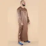 102 - Men's Bronze Islamic Muslim Shiny Thobe Jubba - Image 4