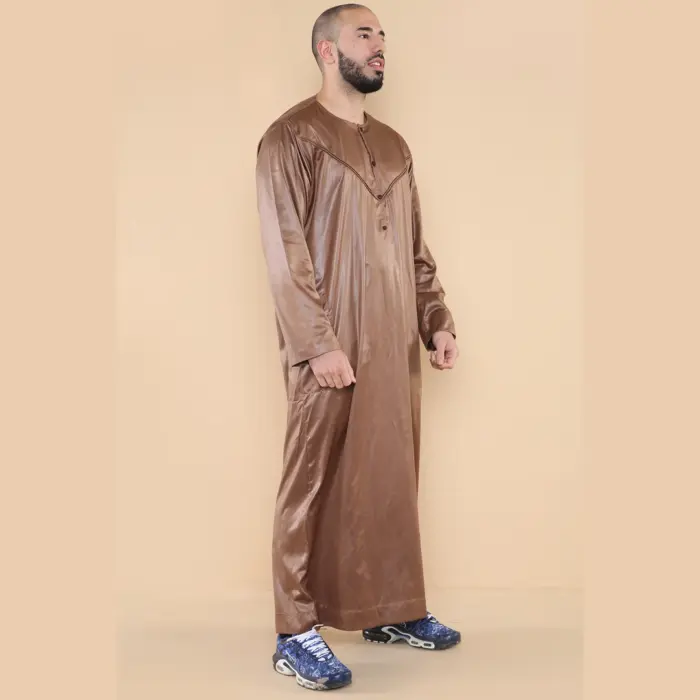 102 - Men's Bronze Islamic Muslim Shiny Thobe Jubba - Image 4