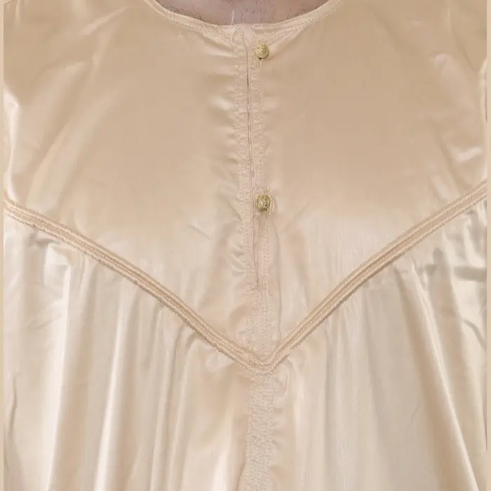 102 - Men's Cream Islamic Muslim Shiny Thobe Jubba - Image 3