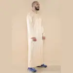 102 - Men's Cream Islamic Muslim Shiny Thobe Jubba - Image 4