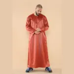 102 - Men's Rust Islamic Muslim Shiny Thobe Jubba - Image 2
