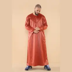 Alternative view of 102 - Men's Rust Islamic Muslim Shiny Thobe Jubba