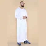 102 - Men's White Islamic Muslim Shiny Thobe Jubba - Image 4