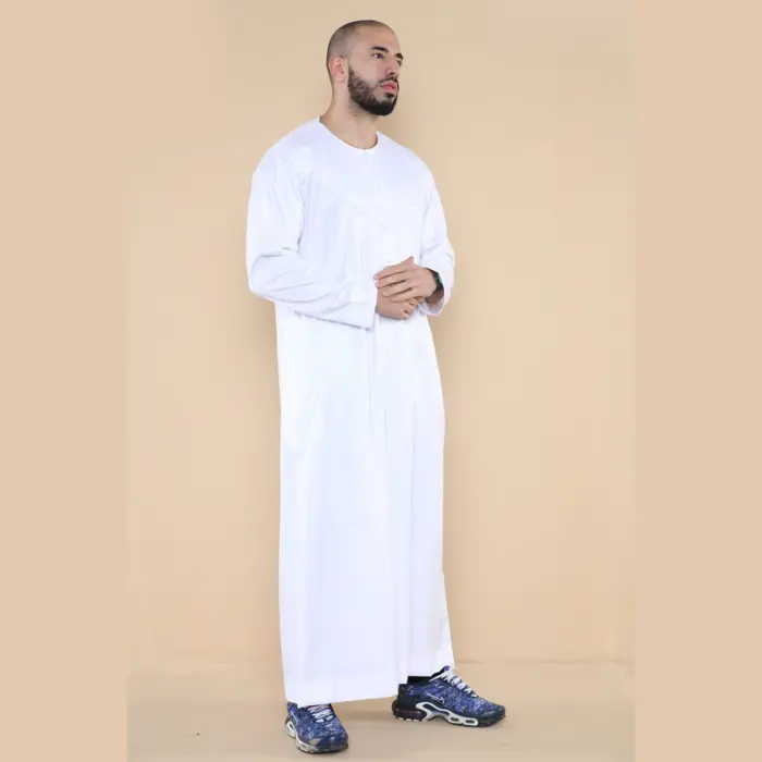 102 - Men's White Islamic Muslim Shiny Thobe Jubba - Image 4