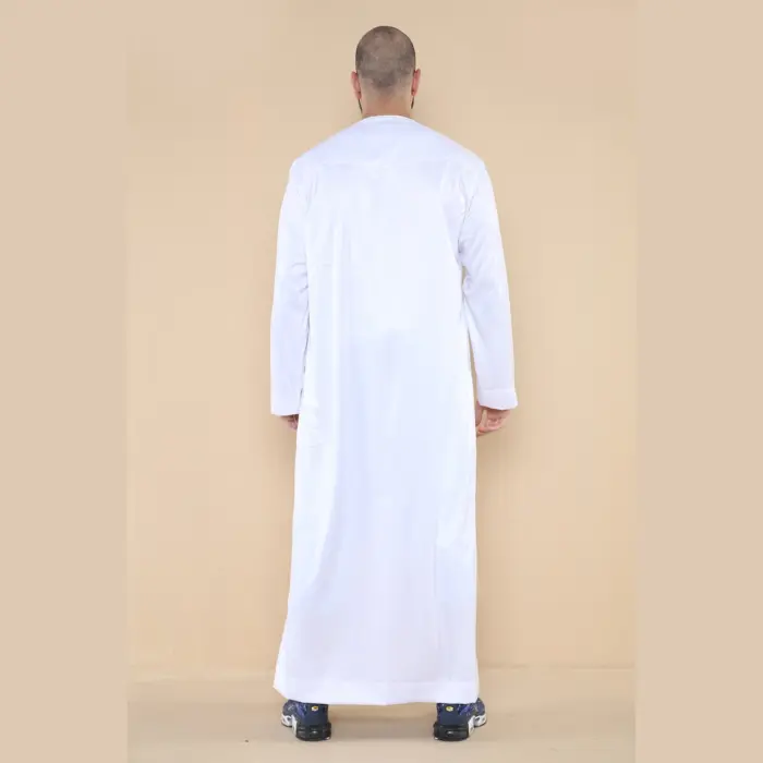 102 - Men's White Islamic Muslim Shiny Thobe Jubba - Image 5