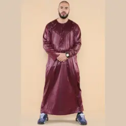 102 - Men's Wine Islamic Muslim Shiny Thobe Jubba