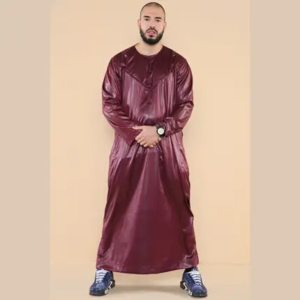 102 - Men's Wine Islamic Muslim Shiny Thobe Jubba