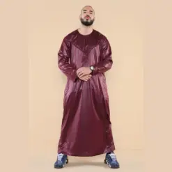 Alternative view of 102 - Men's Wine Islamic Muslim Shiny Thobe Jubba