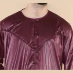 102 - Men's Wine Islamic Muslim Shiny Thobe Jubba - Image 3