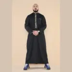 103 - Men's Black Muslim Islam Eid Nehru Collar Thobe