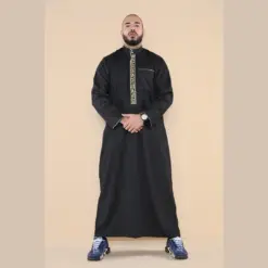 103 - Men's Black Muslim Islam Eid Nehru Collar Thobe