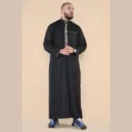 103 - Men's Black Muslim Islam Eid Nehru Collar Thobe - Image 2
