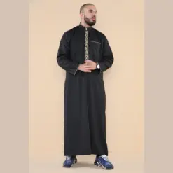 Alternative view of 103 - Men's Black Muslim Islam Eid Nehru Collar Thobe