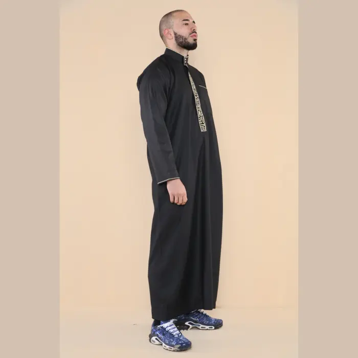 103 - Men's Black Muslim Islam Eid Nehru Collar Thobe - Image 3