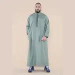 103 - Men's Green Muslim Islam Eid Nehru Collar Thobe - Image 2