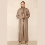 103 - Men's Light Brown Muslim Islam Eid Nehru Collar Thobe