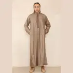 103 - Men's Light Brown Muslim Islam Eid Nehru Collar Thobe - Image 4