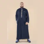 103 - Men's Navy Muslim Islam Eid Nehru Collar Thobe - Image 2