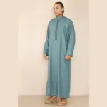 103 - Men's Olive Muslim Islam Eid Nehru Collar Thobe - Image 4