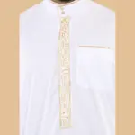 103 - Men's White Muslim Islam Eid Nehru Collar Thobe - Image 3