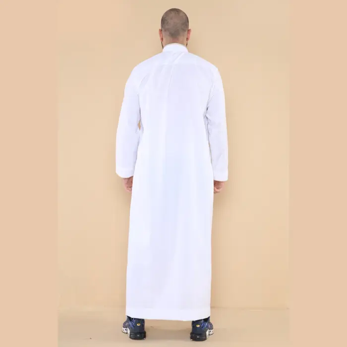 103 - Men's White Muslim Islam Eid Nehru Collar Thobe - Image 5