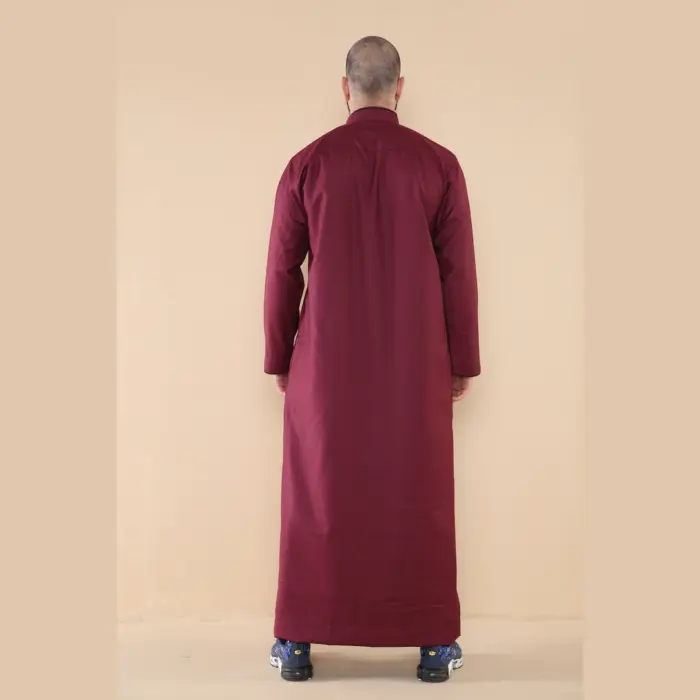 103 - Men's Wine Muslim Islam Eid Nehru Collar Thobe - Image 5