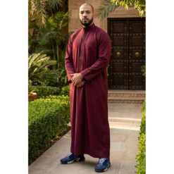 Alternative view of 103 - Men's Wine Muslim Islam Eid Nehru Collar Thobe