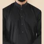 104 - Men's Black Muslim Nehru Collar Eid Thobe - Image 3