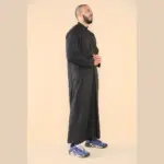 104 - Men's Black Muslim Nehru Collar Eid Thobe - Image 4