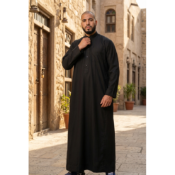 Alternative view of 104 - Men's Black Muslim Nehru Collar Eid Thobe