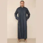 104 - Men's Charcoal Muslim Nehru Collar Eid Thobe - Image 3