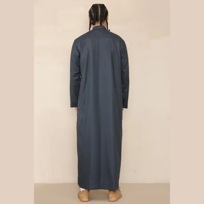 104 - Men's Charcoal Muslim Nehru Collar Eid Thobe - Image 7